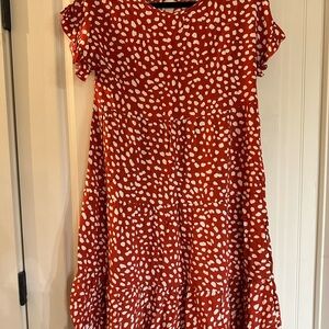 Orange Polka Dot ruffle Dress